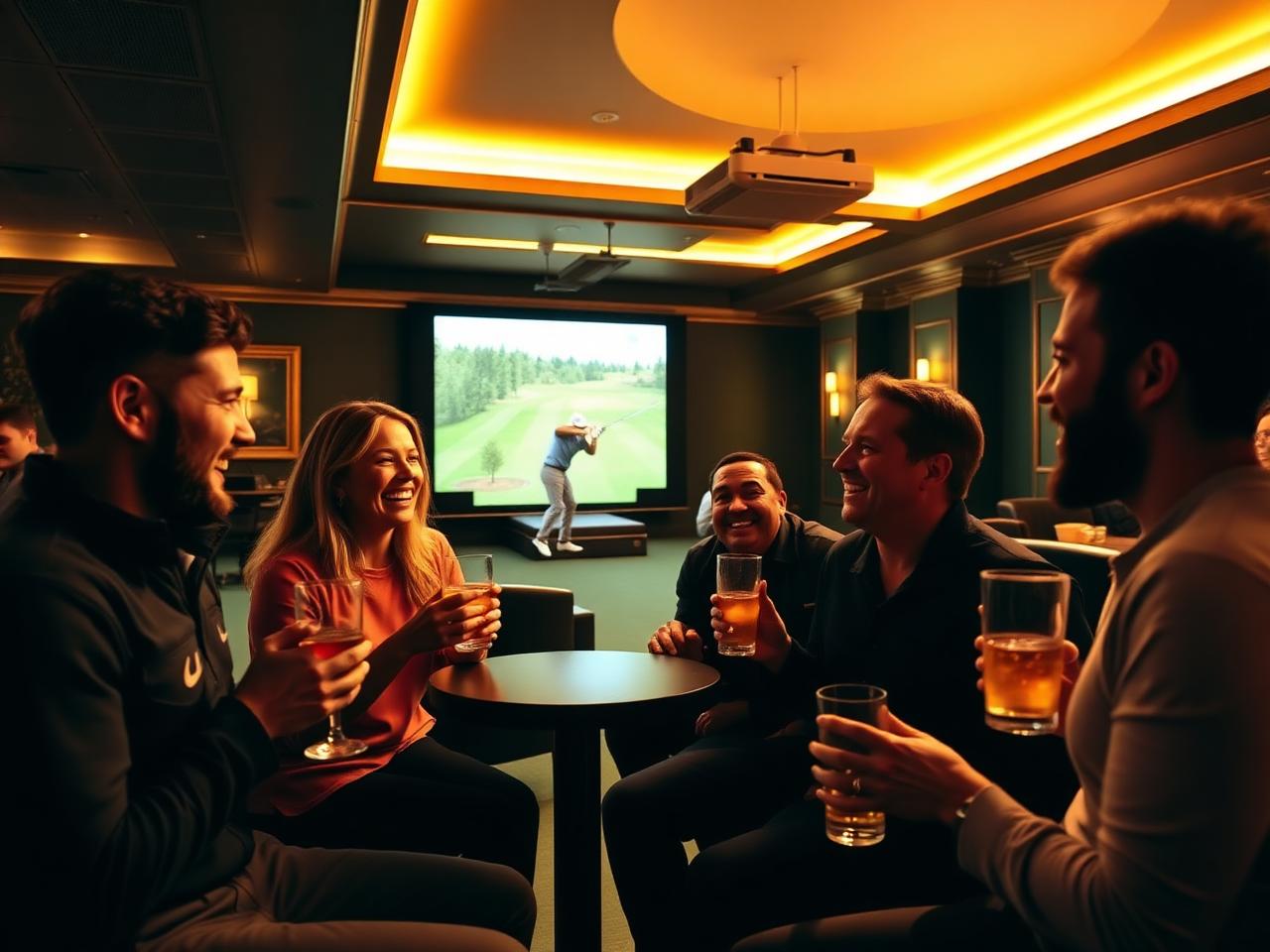 Friends enjoying drinks at the lounge