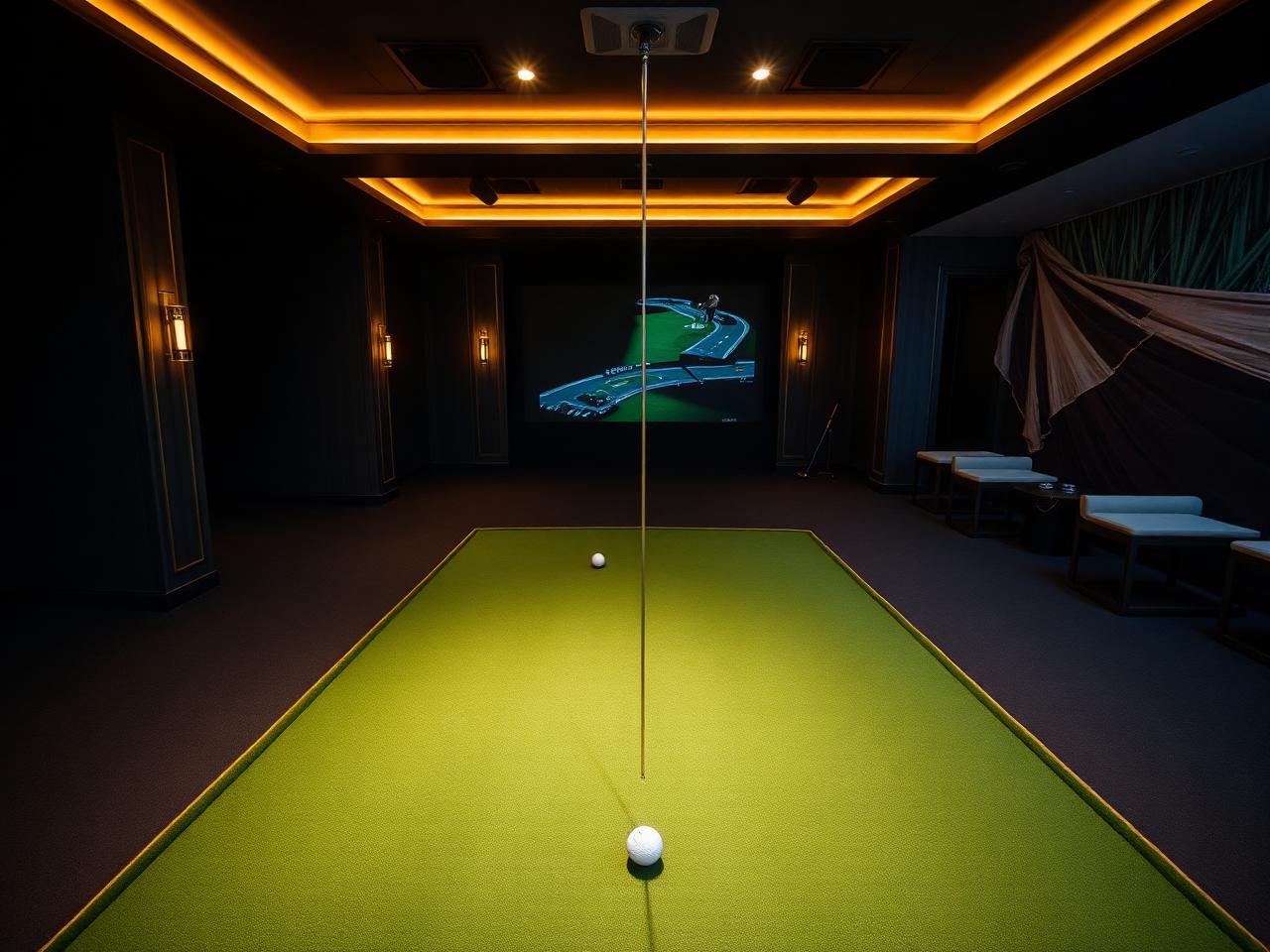 Indoor putting green area